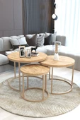 FAYMEND Lüks 3'lü Orta Sehpa Modern Cappuccino Atlantik Çam - 1