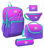 Coral High Kız Çocuk Pembe Mor Renk Geçişli Desenli Beşli İlkokul Okul Çanta Seti thumbnail 1