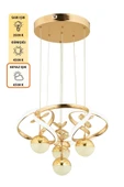 Capella Aydınlatma Octavia Kumandalı 3 Renk Işık Özellikli Modern Gold Kaplama Sarkıt Led Avize Salon Avize - 6