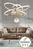 Capella Aydınlatma Felix Kumandalı 3 Renk Işık Özellikli Modern Gold Kaplama Sarkıt Led Avize Salon Avize - 1