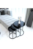 FAYMEND Ecol Desing Siyah Metal Zigon Sehpa 3 Lü - 2