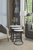 EMGA HOME Zenith zigon sehpa - Beyaz MDF - 2