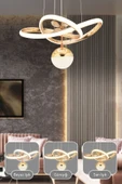 Capella Aydınlatma Rita Kumandalı 3 Renk Işık Özellikli Dimmerli Modern Kaplama Sarkıt Led Avize Salon Mutfak Avize - 2