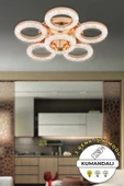 Capella Aydınlatma Kumandalı 3 Renk Işık Özellikli Dimmerli Modern Kaplama Plafonyer Led Avize Salon Mutfak Avize - 1