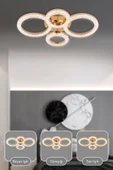 Capella Aydınlatma Kumandalı 3 Renk Işık Özellikli Dimmerli Modern Kaplama Plafonyer Led Avize Salon Mutfak Avize - 2