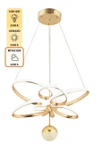 Capella Aydınlatma Felix Kumandalı 3 Renk Işık Özellikli Modern Gold Kaplama Sarkıt Led Avize Salon Avize - 6