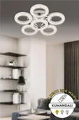Capella Aydınlatma Kumandalı 3 Renk Işık Özellikli Dimmerli Modern Kaplama Plafonyer Led Avize Salon Mutfak Avize - 1