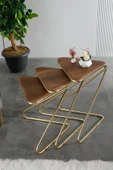 FAYMEND Mdf Bumerang 3lü Sehpa 'gold Ceviz' - 3