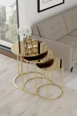 LİV ÇELİK KAPI AKSESUARLARI Gold Bronz Aynalı Zigon Sehpa - 1