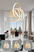 Capella Aydınlatma Kumandalı 3 Renk Işık Özellikli Modern Kaplama Sarkıt Led Avize Salon Avize - 2