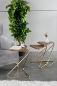FAYMEND Mdf Bumerang 3lü Sehpa 'gold Ceviz' - 2