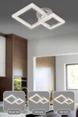 Capella Aydınlatma Kumandalı 3 Renk Işık Özellikli Dimmerli Modern Kaplama Plafonyer Led Avize Salon Mutfak Avize - 2