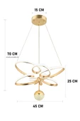 Capella Aydınlatma Felix Kumandalı 3 Renk Işık Özellikli Modern Gold Kaplama Sarkıt Led Avize Salon Avize - 7