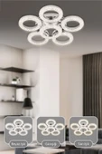 Capella Aydınlatma Kumandalı 3 Renk Işık Özellikli Dimmerli Modern Kaplama Plafonyer Led Avize Salon Mutfak Avize - 2