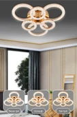 Capella Aydınlatma Kumandalı 3 Renk Işık Özellikli Dimmerli Modern Kaplama Plafonyer Led Avize Salon Mutfak Avize - 2