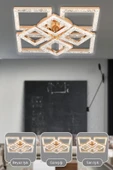 Capella Aydınlatma Kumandalı 3 Renk Işık Özellikli Dimmerli Modern Kaplama Plafonyer Led Avize Salon Mutfak Avize - 2
