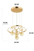 Capella Aydınlatma Octavia Kumandalı 3 Renk Işık Özellikli Modern Gold Kaplama Sarkıt Led Avize Salon Avize - 7