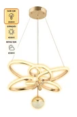 Capella Aydınlatma Felix Kumandalı 3 Renk Işık Özellikli Modern Gold Kaplama Sarkıt Led Avize Salon Avize - 4