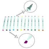 Keçeli Kalem Çift Taraflı Boyama Kalemi 12 Adet - 3