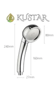 KUSTAR 2 Adet Krom Tasarruflu Banyo Duş Başlığı Tazyikli El Duşu Az Su ile Yüksek Basınç Paslanmaz Panel - 4