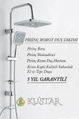 KUSTAR Pekin Krom Fonksiyonlu Robot Duş Seti Yağmurlama Tepeleme Duş Sistemleri 5 Yıl Garanti %100 Pirinç - 1