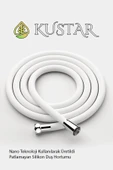 KUSTAR Nano Silikon Patlamaz Yırtılmaz Ezilmez Duş Hortumu 150 cm Beyaz Banyo Duş Hortumu - 1