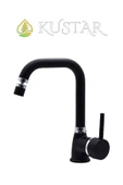 KUSTAR Varna Siyah Banyo Lavabo Bataryası 360 Oynar Başlıklı Aç Kapa Sıcak Soğuk - 1