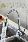 KUSTAR Akro 360 Derece Ayarlamalı 2 Fonksiyonlu Spiralli Boru Aç Kapa Mutfak Eviye Bataryası Sıcak Soğuk - 5
