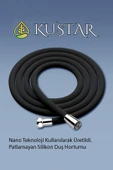 KUSTAR Nano Silikon Patlamaz Yırtılmaz Ezilmez Duş Hortumu 150 cm Siyah Banyo Duş Hortumu - 1