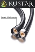 KUSTAR 3'lü Set Siyah 5 Fonksiyonlu Turbo Jet Pervaneli Duş Başlığı Örgülü Hortum Ve Askı - 5