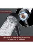 KUSTAR 5 Fonksiyonlu Turbo Jet Pervaneli Duş Başlığı Aç-kapa Butonlu Siyah - 3