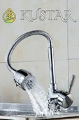 KUSTAR Akro 360 Derece Ayarlamalı 2 Fonksiyonlu Spiralli Boru Aç Kapa Mutfak Eviye Bataryası Sıcak Soğuk - 4