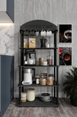 messer Dekoratif MASİVO KAHVE KÖŞESİ COFFEE TİME 33 CMx68 CM Dikdörtgen Çok Amaçlı Raf SİYAH - 3