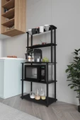 messer Dekoratif MASİVO MIKRODALGA ESSPRESSO 4 Katlı 33 CMx68 CM Dikdörtgen Çok Amaçlı Raf SİYAH - 4