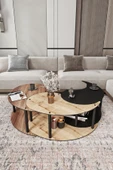 messer Yin Yang Unıty Serenıty Orta Sehpa 3 Lü Safir meşe Madran ceviz  Siyah 90 Cm çap - 3