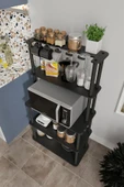 messer Dekoratif MASİVO MIKRODALGA ESSPRESSO 4 Katlı 33 CMx68 CM Dikdörtgen Çok Amaçlı Raf SİYAH - 3