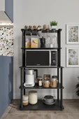 messer Dekoratif MASİVO MIKRODALGA ESSPRESSO 4 Katlı 33 CMx68 CM Dikdörtgen Çok Amaçlı Raf SİYAH - 2