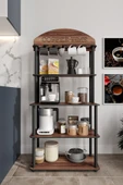 messer Dekoratif Çok Amaçlı Katlı COFFEE TIME KAHVE KÖŞESİ CEVİZ MADRAN 39 CM X 69 CM - 2
