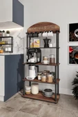messer Dekoratif Çok Amaçlı Katlı COFFEE TIME KAHVE KÖŞESİ CEVİZ MADRAN 39 CM X 69 CM - 1