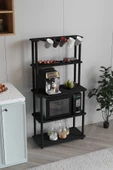 messer Dekoratif MASİVO MIKRODALGA ESSPRESSO 4 Katlı 33 CMx68 CM Dikdörtgen Çok Amaçlı Raf SİYAH - 5