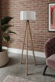 messer Üç Ayaklı Tripod Lambader Yuvarlak Başlık Krem Kahverengi Ayak - 2