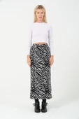 Uzun Spor Kalem Etek Zebra Desen Kışlık Jakar Kumaş Esnek Etek Maxi Boy 100cm - 7