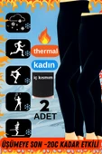 2Li Kadın Kışlık Siyah Termal İçi Polar Havlu Termal İçlik Tayt Çorap -20c Dayanıklı - 1