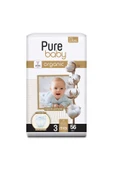 Pure Baby Organik Pamuklu Cırtlı Bez Tekli Paket 3 Numara Midi 56 Adet - 4