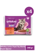 Whiskas Junior Klasik Öğünler Poşet Yaş Mama 340 gr X 4 Adet - 1