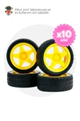 10'lu Paket Sarı Robot Araba Tekerleği - Okul ve Sınıflar için MEB Uyumlu - 1