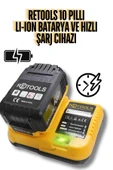 RETOOLS ULTRA HIZLI ŞARJ CİHAZI SARI VE 10 PİLLİ Lİ-İON BATARYA 21V/3.0AH EKONOMİK SET! - 1