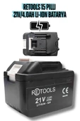 RETOOLS 15 PİLLİ Lİ-İON BATARYA 21V/4.0AH MAVİ - 1