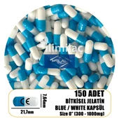 150 Adet Mavi/Beyaz Boş İlaç Kapsülü - CE ve HELAL Sertifikalı (150 Adet) - 1