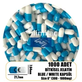 1000 Adet Mavi/Beyaz Boş İlaç Kapsülü - CE ve HELAL Sertifikalı (1000 Adet) - 1